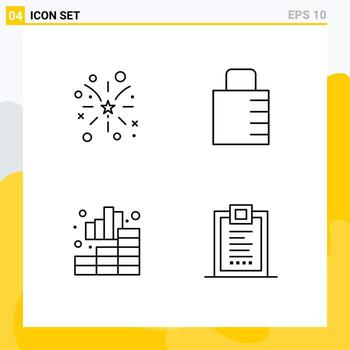 conjunto de 4 iconos de interfaz de usuario modernos signos de símbolos para el negocio de fuegos artificiales EE. UU. Proteger gráficos elementos de diseño vectorial editables vector