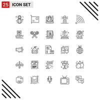 25 Thematic Vector Lines and Editable Symbols of feed navigation hardware building support Editable Vector Design Elements