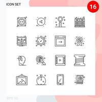Modern Set of 16 Outlines and symbols such as laptop speaker celebration sound romantic Editable Vector Design Elements