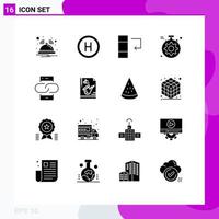 Mobile Interface Solid Glyph Set of 16 Pictograms of mobile link data conversation setting Editable Vector Design Elements