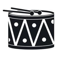 icono de tambor y baquetas, estilo simple vector