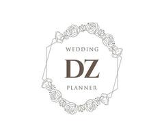 DZ Initials letter Wedding monogram logos collection, hand drawn modern minimalistic and floral templates for Invitation cards, Save the Date, elegant identity for restaurant, boutique, cafe in vector