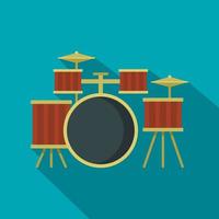 Drum setting icon, flat style vector