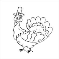 Turkey Coloring Page Thanksgiving day. Isolated Vector Illustration