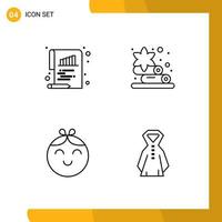 4 iconos creativos signos y símbolos modernos de barra chica papel loto lluvia elementos de diseño vectorial editables vector