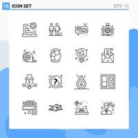 Modern Set of 16 Outlines and symbols such as fund money friends bag hard disk Editable Vector Design Elements