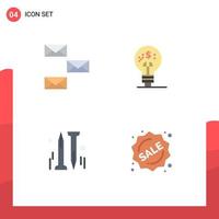 4 Flat Icon concept for Websites Mobile and Apps back nail email finance hardware Editable Vector Design Elements