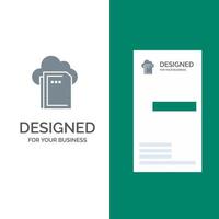 Cloud File Data Computing Grey Logo Design and Business Card Template vector