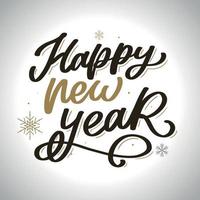 Vector illustration. Handwritten calligraphic brush lettering composition of Happy New Year 2023 on white background.