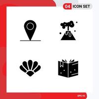 Group of 4 Solid Glyphs Signs and Symbols for location crypto currency energy clams education Editable Vector Design Elements
