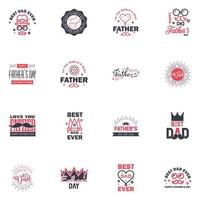 Set of fathers day 16 Black and Pink design elements Editable Vector Design Elements