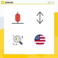 Pictogram Set of 4 Simple Flat Icons of food cell vegetable scale red Editable Vector Design Elements