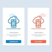 Cloud Computing Mobile Cell  Blue and Red Download and Buy Now web Widget Card Template vector