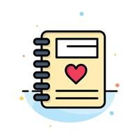 Notebook Love Heart Wedding Abstract Flat Color Icon Template vector