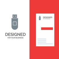 Usb Storage Data Grey Logo Design and Business Card Template vector