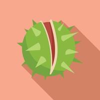 Autumn chestnut icon flat vector. Nut season vector