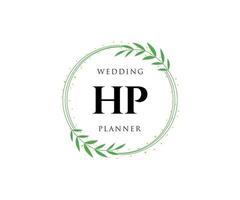 colección de logotipos de monogramas de boda con letras iniciales hp, plantillas florales y minimalistas modernas dibujadas a mano para tarjetas de invitación, guardar la fecha, identidad elegante para restaurante, boutique, café en vector