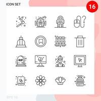 Vector Pack of 16 Icons in Line Style. Creative Outline Pack isolated on White Background for Web and Mobile.