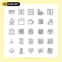 25 iconos creativos para el diseño moderno de sitios web y aplicaciones móviles receptivas 25 símbolos de contorno signos sobre fondo blanco paquete de 25 iconos vector