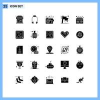 Set of 25 Modern UI Icons Symbols Signs for radio flag radio business connection Editable Vector Design Elements