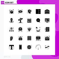 Modern Set of 25 Solid Glyphs and symbols such as shipping delivery human layout vision Editable Vector Design Elements