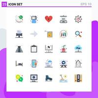 grupo universal de símbolos de iconos de 25 colores planos modernos de presentación seo en línea como elementos de diseño de vectores editables de corazón