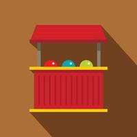 Red carnival fair booth icon, flat style vector