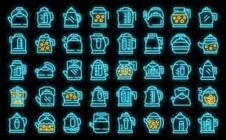 Kettle icons set vector neon