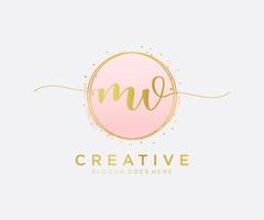 Initial MV feminine logo. Usable for Nature, Salon, Spa, Cosmetic and Beauty Logos. Flat Vector Logo Design Template Element.