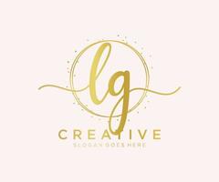 Initial LG feminine logo. Usable for Nature, Salon, Spa, Cosmetic and Beauty Logos. Flat Vector Logo Design Template Element.