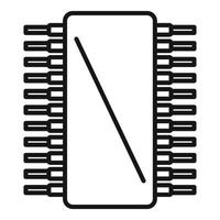 Microchip icon outline vector. Cpu circuit vector