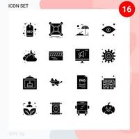 16 Creative Icons Modern Signs and Symbols of moon cloud hub watching eye Editable Vector Design Elements