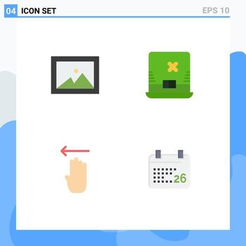 User Interface Pack of 4 Basic Flat Icons of album left laptop finger day Editable Vector Design Elements