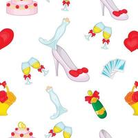 Wedding pattern, cartoon style vector