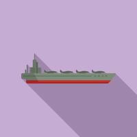 Top aircraft carrier icon flat vector. Navy ship vector