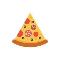 sabroso, pizza, rebanada, icono, plano, aislado, vector