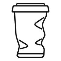 vector de contorno de icono de reciclaje de vaso de papel. basura basura