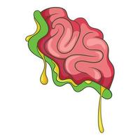 Zombie brain icon, cartoon style vector