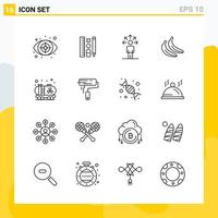 colección de 16 iconos de líneas universales. conjunto de iconos para web y móvil. vector