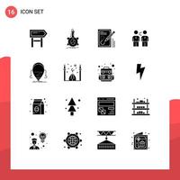 Modern Set of 16 Solid Glyphs and symbols such as cooperation agreement development partnership design Editable Vector Design Elements