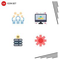 Modern Set of 4 Flat Icons and symbols such as group data storage people profile storage Editable Vector Design Elements