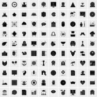 Set of 100 Business Solid Glyph icons vector