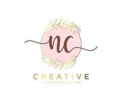 Initial NC feminine logo. Usable for Nature, Salon, Spa, Cosmetic and Beauty Logos. Flat Vector Logo Design Template Element.