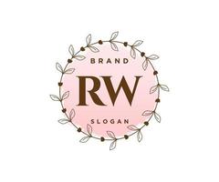 Initial RW feminine logo. Usable for Nature, Salon, Spa, Cosmetic and Beauty Logos. Flat Vector Logo Design Template Element.