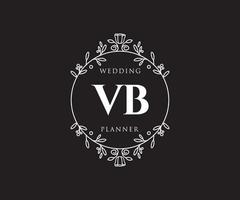 colección de logotipos de monograma de boda con letras iniciales vb, plantillas florales y minimalistas modernas dibujadas a mano para tarjetas de invitación, guardar la fecha, identidad elegante para restaurante, boutique, café en vector