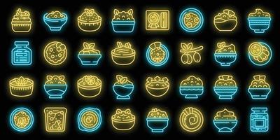 Hummus icons set vector neon