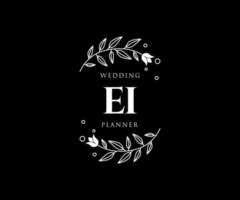 colección de logotipos de monograma de boda con letras iniciales ei, plantillas florales y minimalistas modernas dibujadas a mano para tarjetas de invitación, guardar la fecha, identidad elegante para restaurante, boutique, café en vector