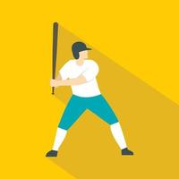 icono de jugador de béisbol profesional, estilo plano vector