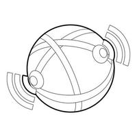 icono de base de datos de globo, estilo de esquema vector