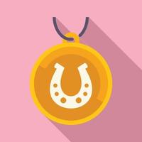 Lucky horseshoe icon flat vector. Charm japan vector